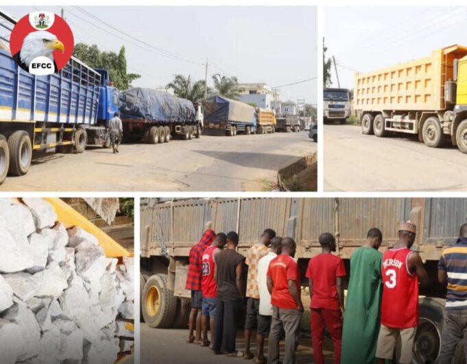 Ten persons and trucks arrested for suspected illegal mining activities in Kwara