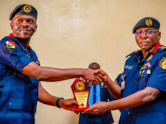 NSCDC boss presents Mining Marshals’ Commander with meritorious award