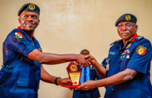 NSCDC boss presents Mining Marshals’ Commander with meritorious award